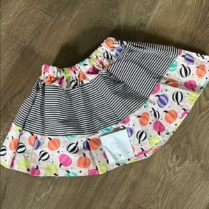 Colorful Striped and Planet Print Skirt
